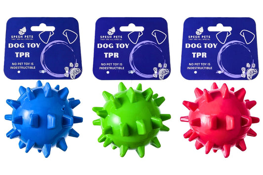 Dog Toy TPR Spike Rubber Ball 9cm 3 Asstd