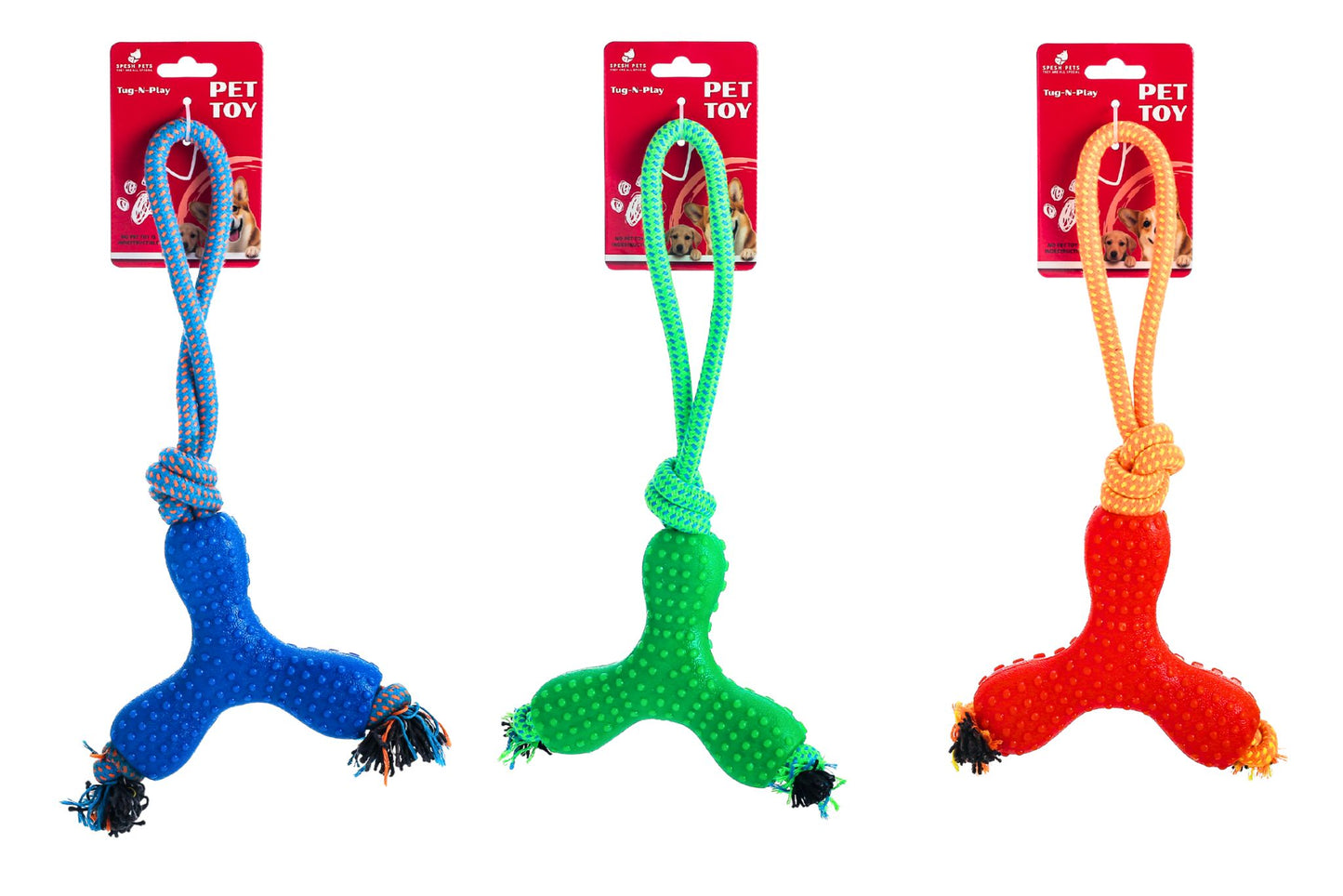 Dog Toy TPR Cotton Rope 34.5cm 3 Asstd