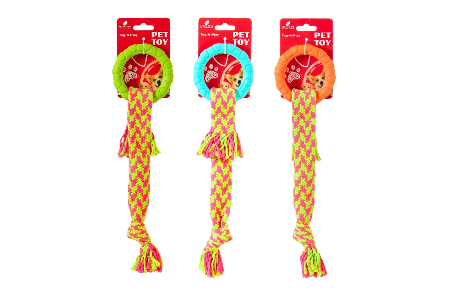 Dog Toy TPR Cotton Rope 34cm 80g 3 Asstd