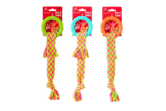 Dog Toy TPR Cotton Rope 34cm 80g 3 Asstd