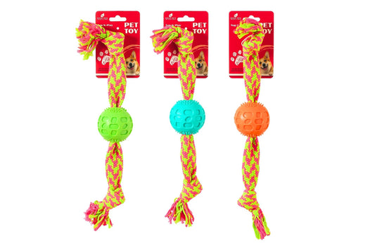 Dog Toy TPR Cotton Rope 40cm 96g 3 Asstd