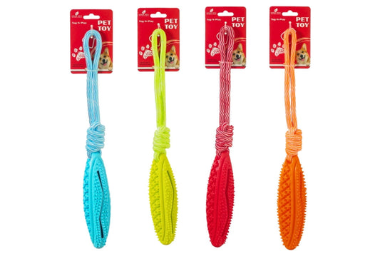 Dog Toy TPR Cotton Rope 38x6cm 184g 4 Asstd