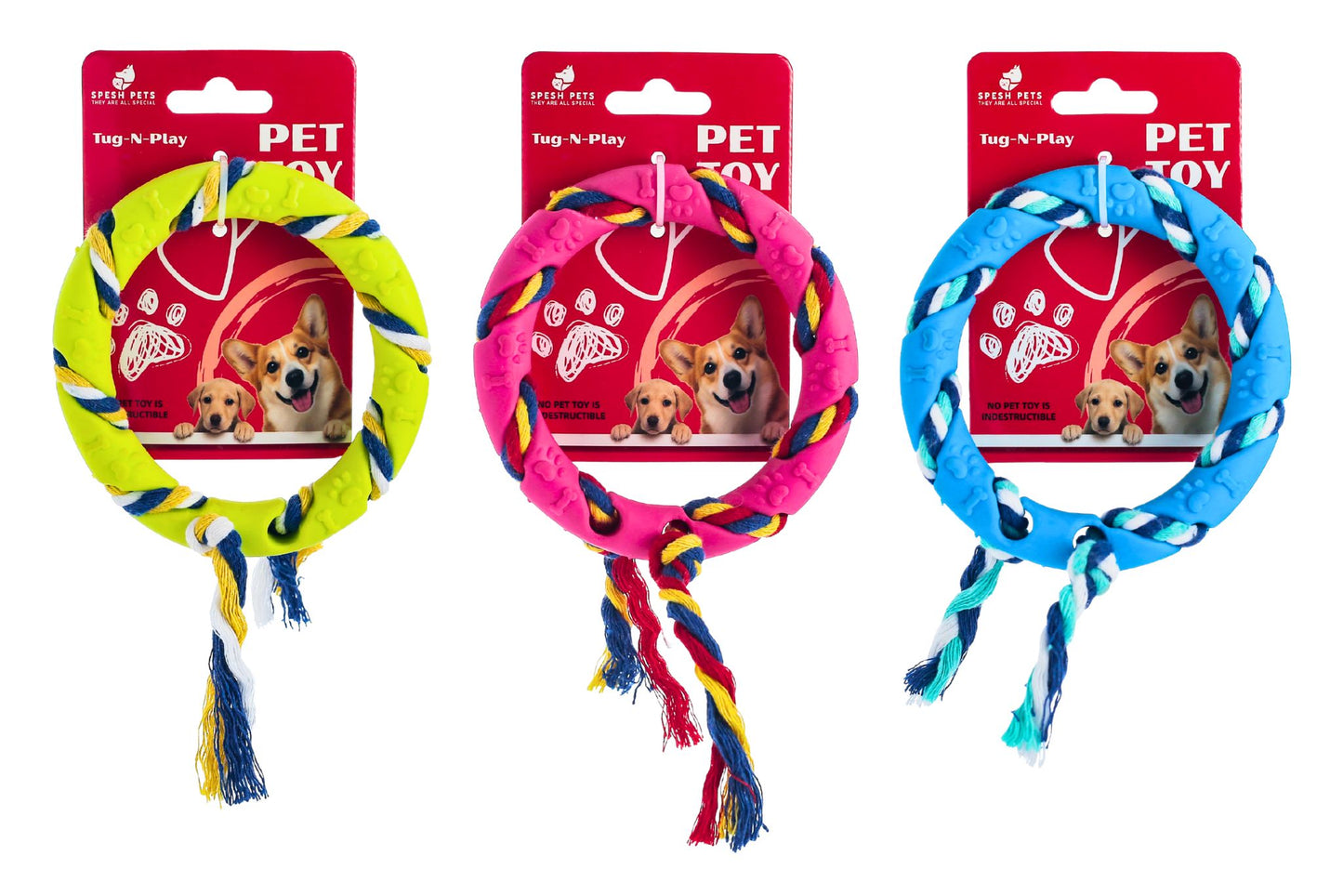 Dog Toy TPR Cotton Rope 11.5cm 75g 4 Asstd
