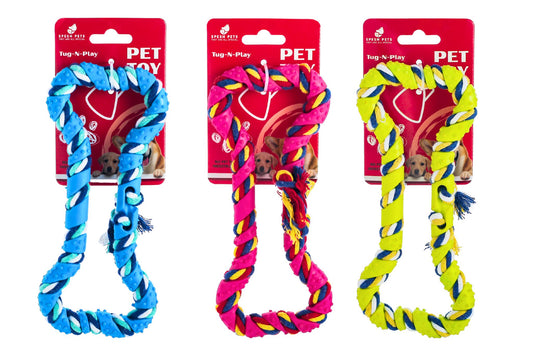Dog Toy TPR Cotton Rope 19.5x9.5cm 105g 4 Asstd