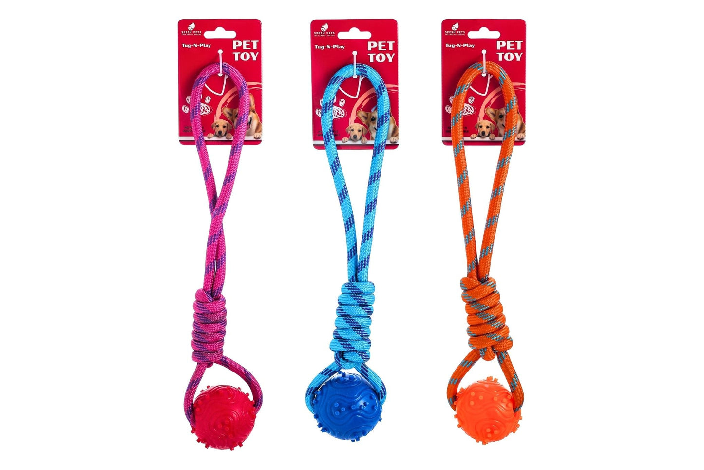 Dog Toy TPR Cotton Rope 33x6cm 83g 3 Asstd