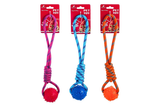 Dog Toy TPR Cotton Rope 33x6cm 83g 3 Asstd