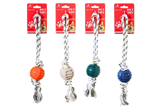 Dog Toy TPR Cotton Rope 36x5.8cm 85g 4 Asstd