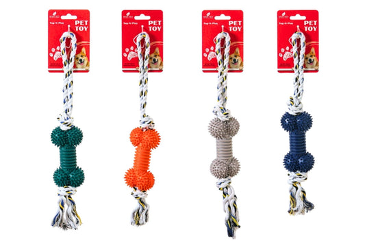 Dog Toy TPR Cotton Rope 36x6cm 145g 4 Asstd