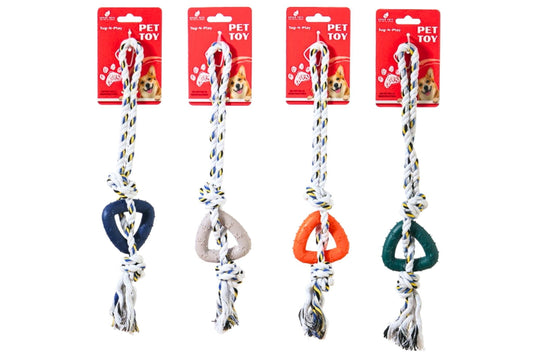 Dog Toy TPR Cotton Rope 36x7cm 84g 4 Asstd