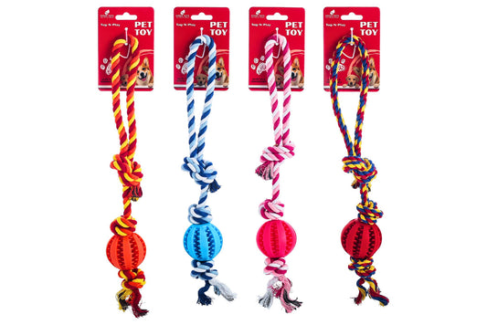 Dog Toy TPR Cotton Rope 40x6cm 110g  4 Asstd