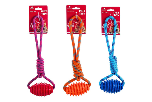 Dog Toy TPR Cotton Rope 33x9cm 119g 3 Asstd
