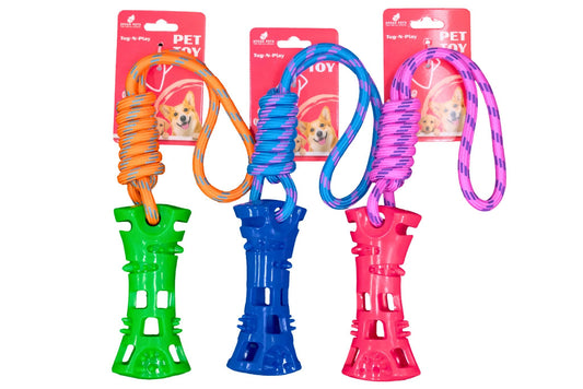 Dog Toy TPR Cotton Rope 49cm 170g 3 Asstd