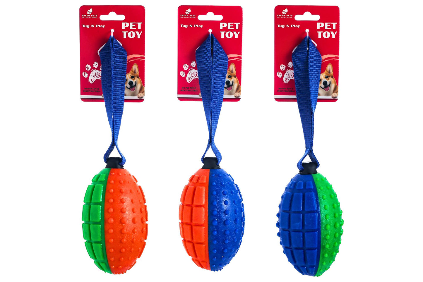 Dog Toy TPR PES Rope 27.5x8cm 3 Asstd