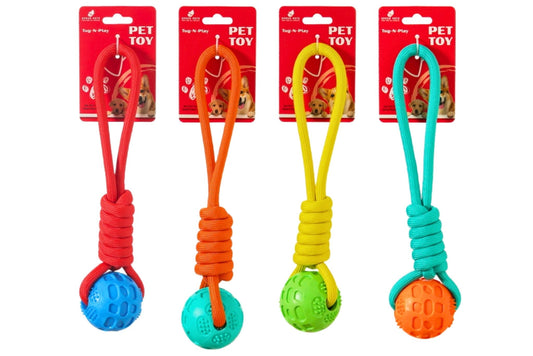 Dog Toy TPR Cotton Rope 30x6cm 97g 4 Asstd