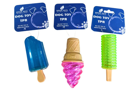 Dog Toy TPR 12cm 66g Ice Cream 3 Asstd
