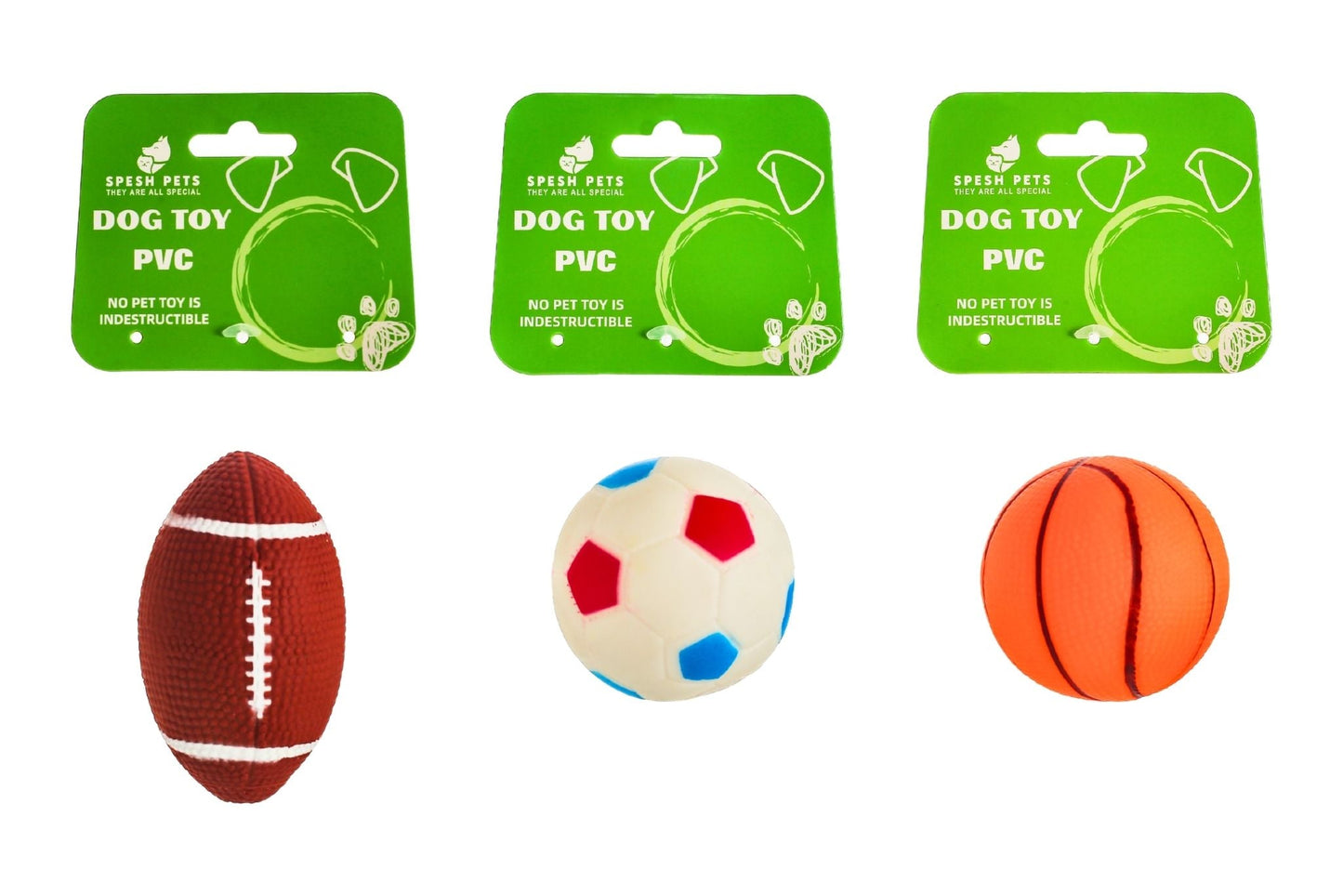 Dog Toy PVC 6.5cm 35g 3 Asstd