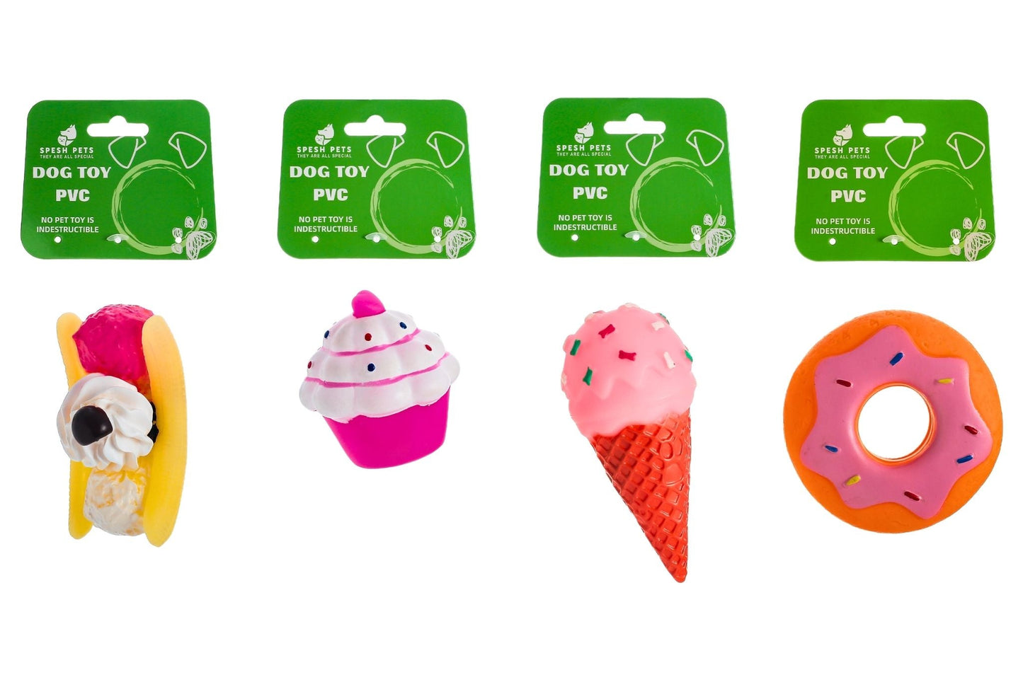 Dog Toy PVC 10cm 63g Desserts 4 Asstd