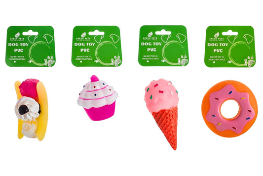 Dog Toy PVC 10cm 63g Desserts 4 Asstd