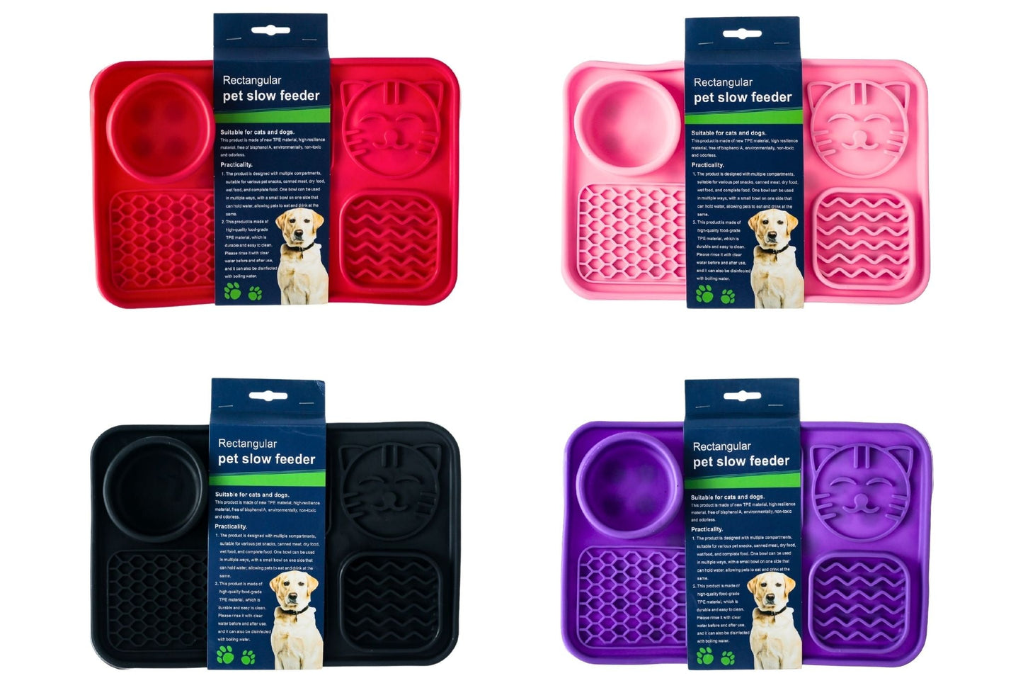 Pet Slow Feeding Mat 32x21x3.6cm 4 Asstd