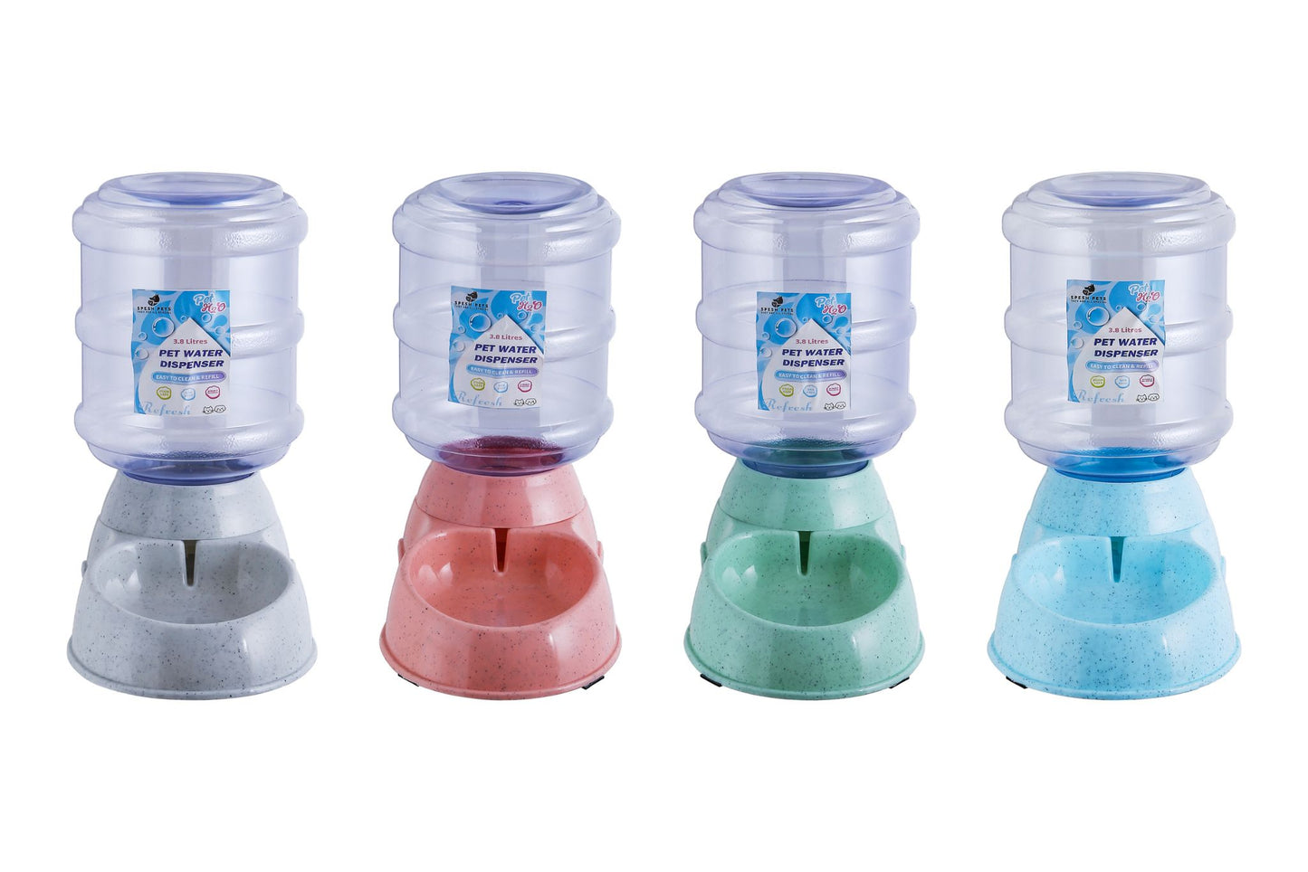 3.8L Pet Water Dispenser  31.5x17.5x31.5cm 4 Asstd