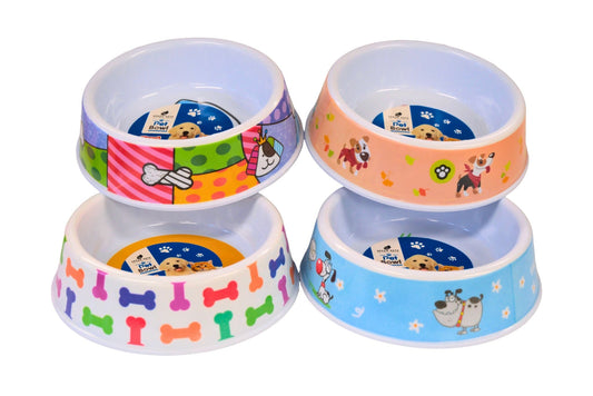 Pet Bowl Melamine Printed 10.5x16x5.4cm 630ml 4 Asstd