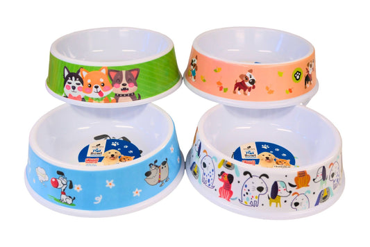 Pet Bowl Melamine Printed 19x22x6cm 760ml 4 Asstd