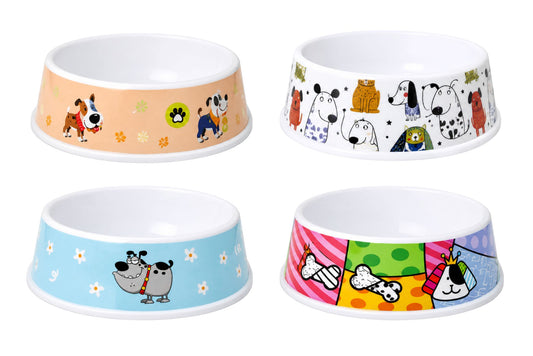 Pet Bowl Melamine Printed 27x30.5x7.6cm 2.28L 4 Asstd