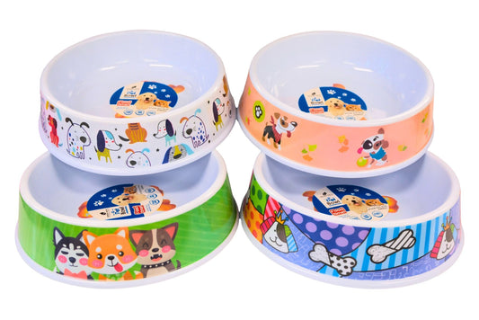 Pet Bowl Melamine Printed 27x30.5x7.6cm 2.28L 4 Asstd