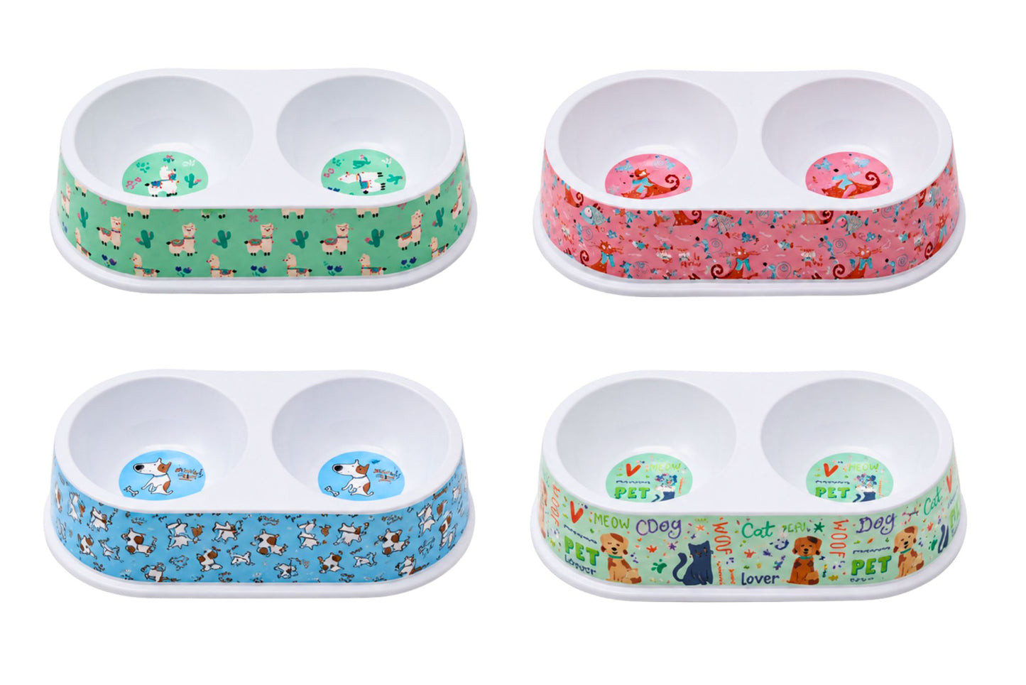 Pet Bowl Double Melamine Printed 23.5x13x5cm 300ml 4 Asstd