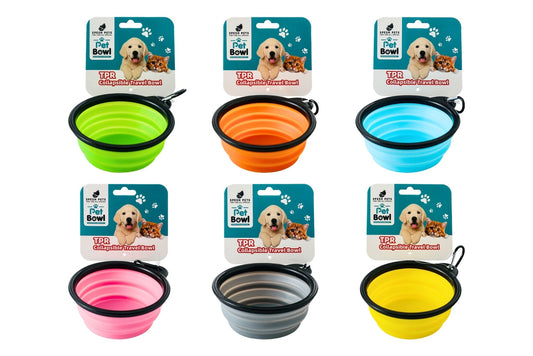 Folding Pet Bowl 350ml 13x9x5.5cm 6 Asstd