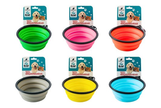 Folding Pet Bowl 700ml 18x12.5x6.5cm 6 Asstd