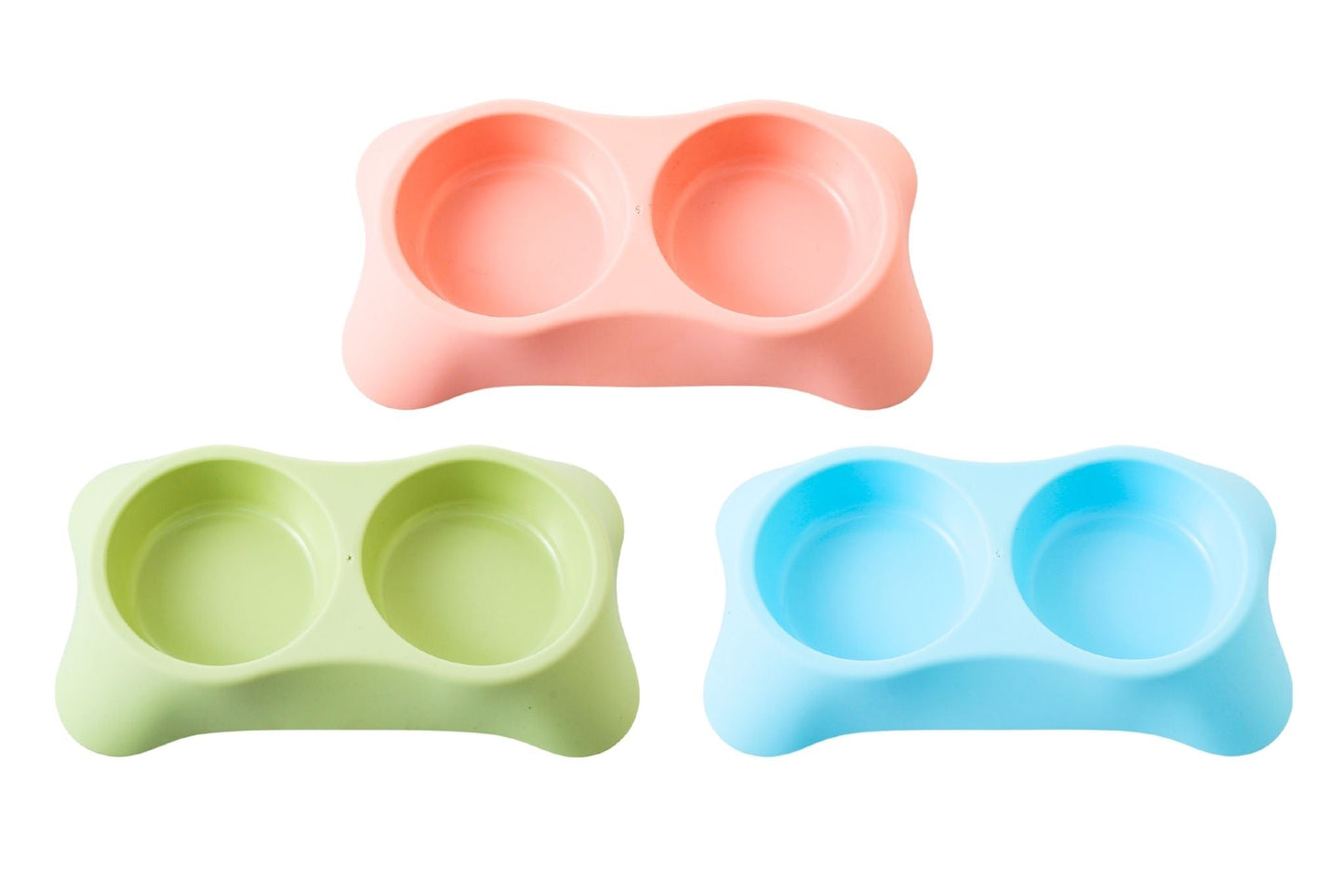 Pet Plastic Double Bowl 200ml 23x12x4cm 3 Asstd