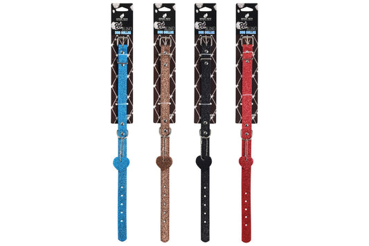 Dog Collar Sparkle Glitter w/Charm 2.0x45cm 4 Asstd