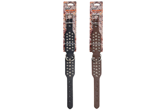 Dog Collar Faux Leather w/Studs 5.0x49cm 2 Asstd