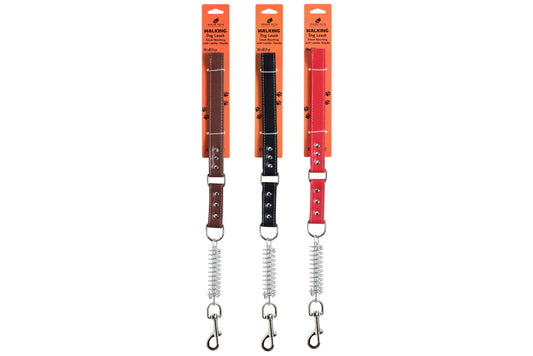 Shock Absorbing Dog Leash w/Faux Leather Handle 2.5x55cm 3 Asstd