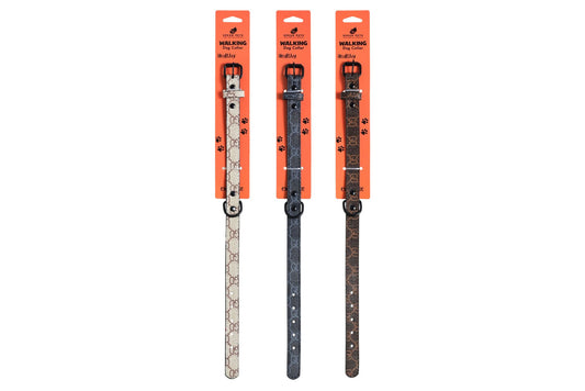 Dog Collar Faux Leather Design Patterns 2x45cm 3 Asstd