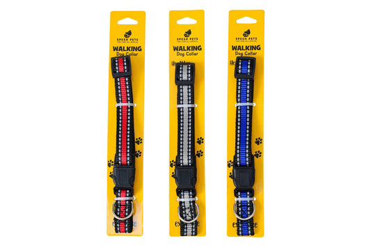 Dog Collar Nylon Reflective 2x40cm 3 Asstd