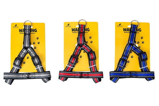 Reflective Nylon Pet Harness 1.0x18cm 3 Asstd