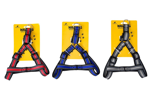 Reflective Nylon Pet Harness 1.5x20cm 3 Asstd