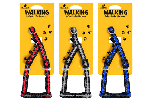 Reflective Nylon Pet Harness 2.0x24cm 3 Asstd