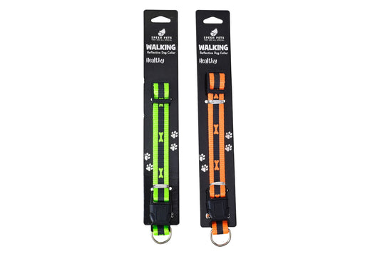 Neon Reflective Nylon Dog Collar 1.0x30cm 2 Asstd