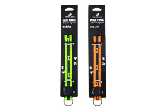 Neon Reflective Nylon Dog Collar 2.0x40cm 2 Asstd