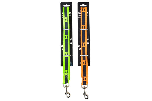 Neon Reflective Nylon Dog Leash 2.5cm x 1.2m 2 Asstd