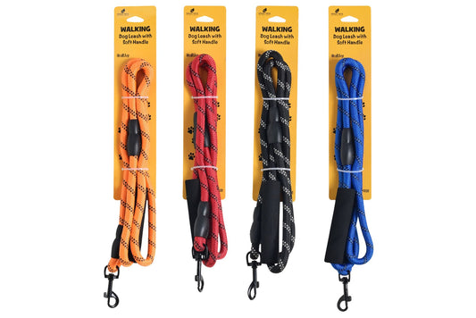 Dog Leash w/Soft Handle 1.0cm x 1.2m 4 Asstd