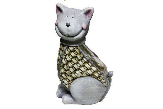 Braid Cat Planter Grey 44x25x19cm