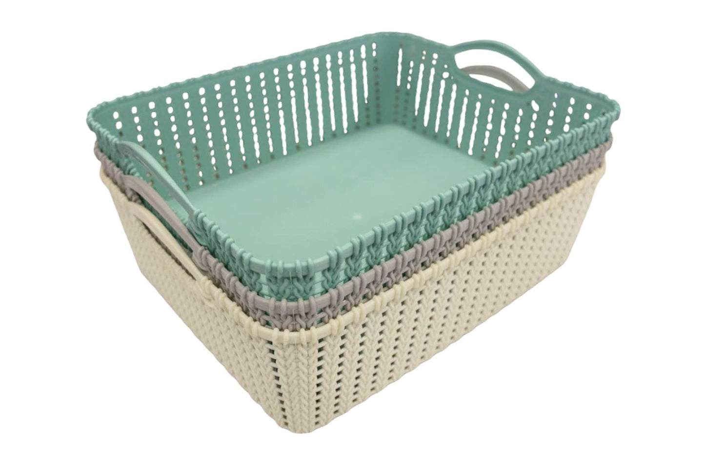 Rattan Basket 33.5x27.5x12cm 3 Asstd