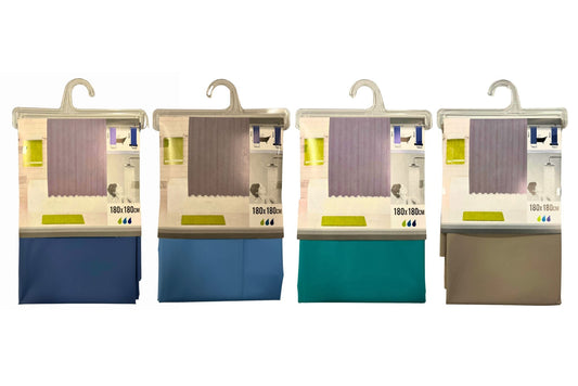 PEVA Shower Curtain 180x180cm 4 Asstd