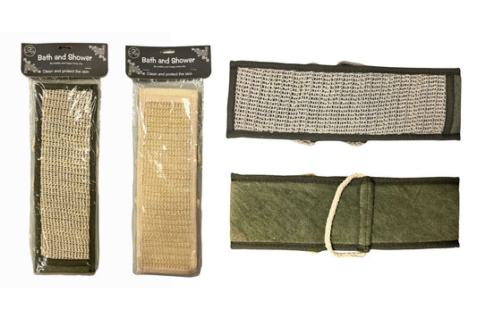 Cotton Linen Exfoliating Back Scrubber 10x30cm 2 Asstd