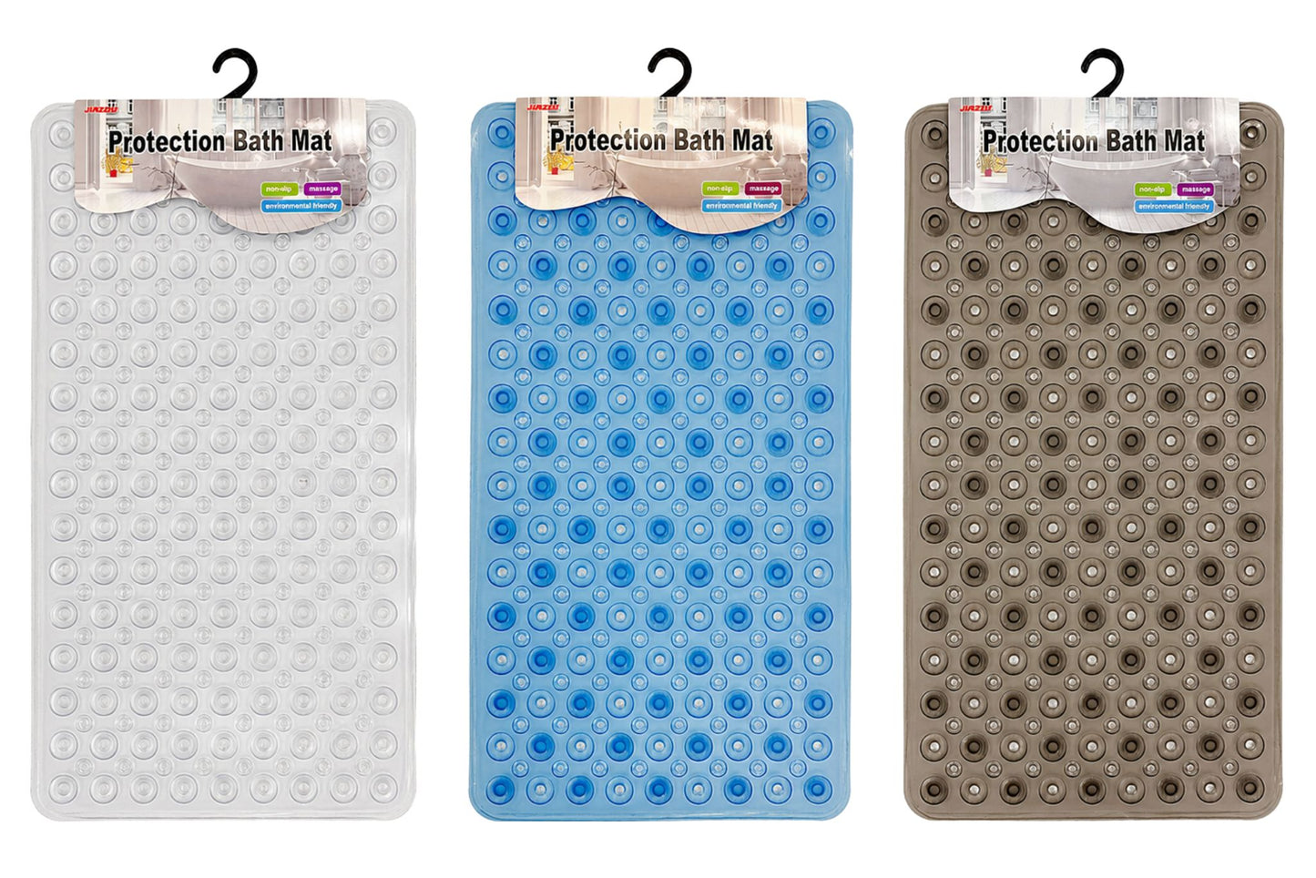 PVC Non-Slip Suction Mat 37x68cm 3 Asstd