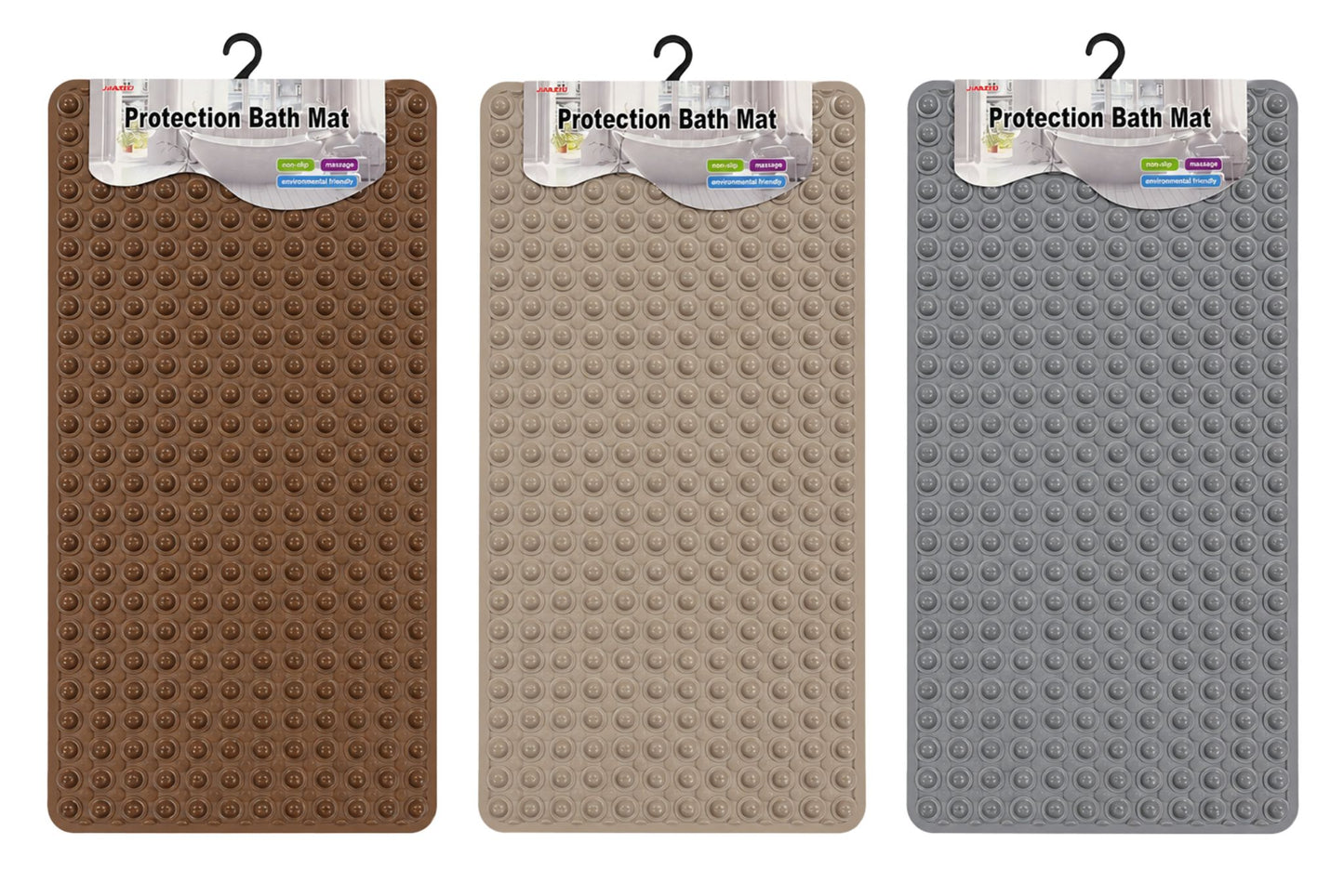 Bath Mat PVC Non Slip w/Suction Cups 37x68cm 3 Asstd